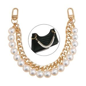 Faux Pearls & Gold Tone Purse Chain Extender / Bag Chain Charm Fashion
